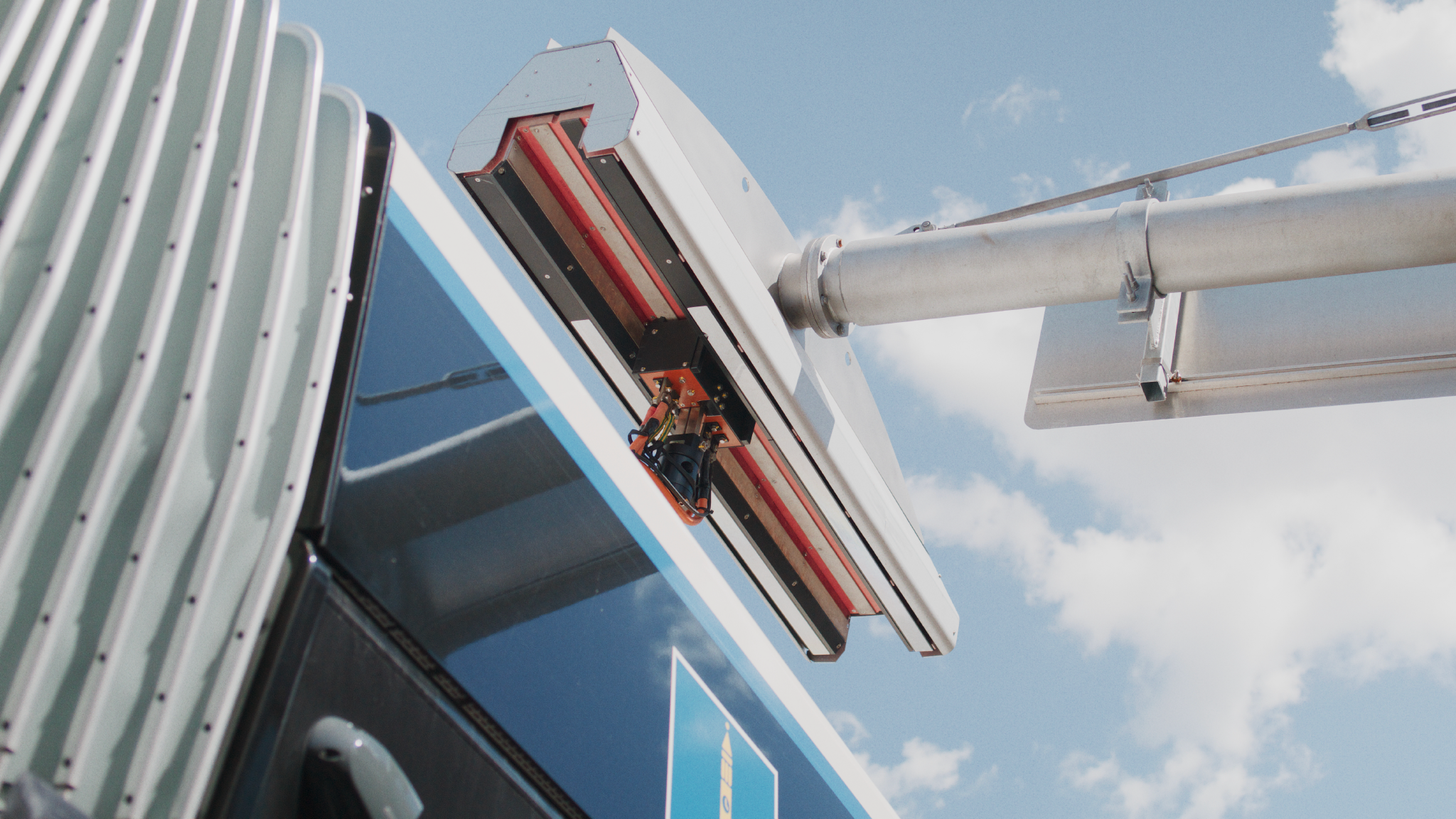 Fast charging pantograph infrastructure connecting to a metro.