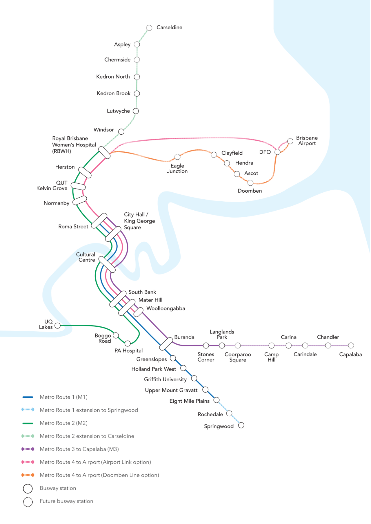 This is a map detailing metro routes 1-4, stations and future stations.